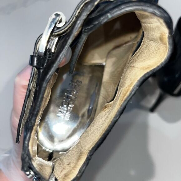 Michael Kors Sophia Flannel/Patent Platform Bootie 9.5 Black - Picture 5 of 7